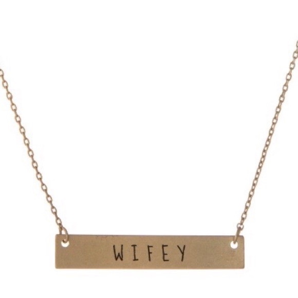 Jewelry - Matte Gold Bar Wifey Cute Dainty Trendy Necklace